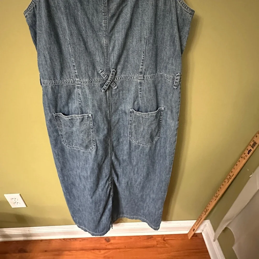 Vintage Eddie Bauer Denim‎ Pinafore Dress Sz 18 Maxi Jean Jumper Bib Skirt Farm